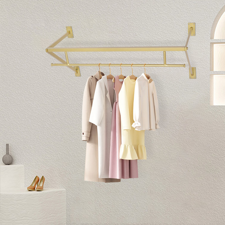 Gold wall best sale mounted clothes rail